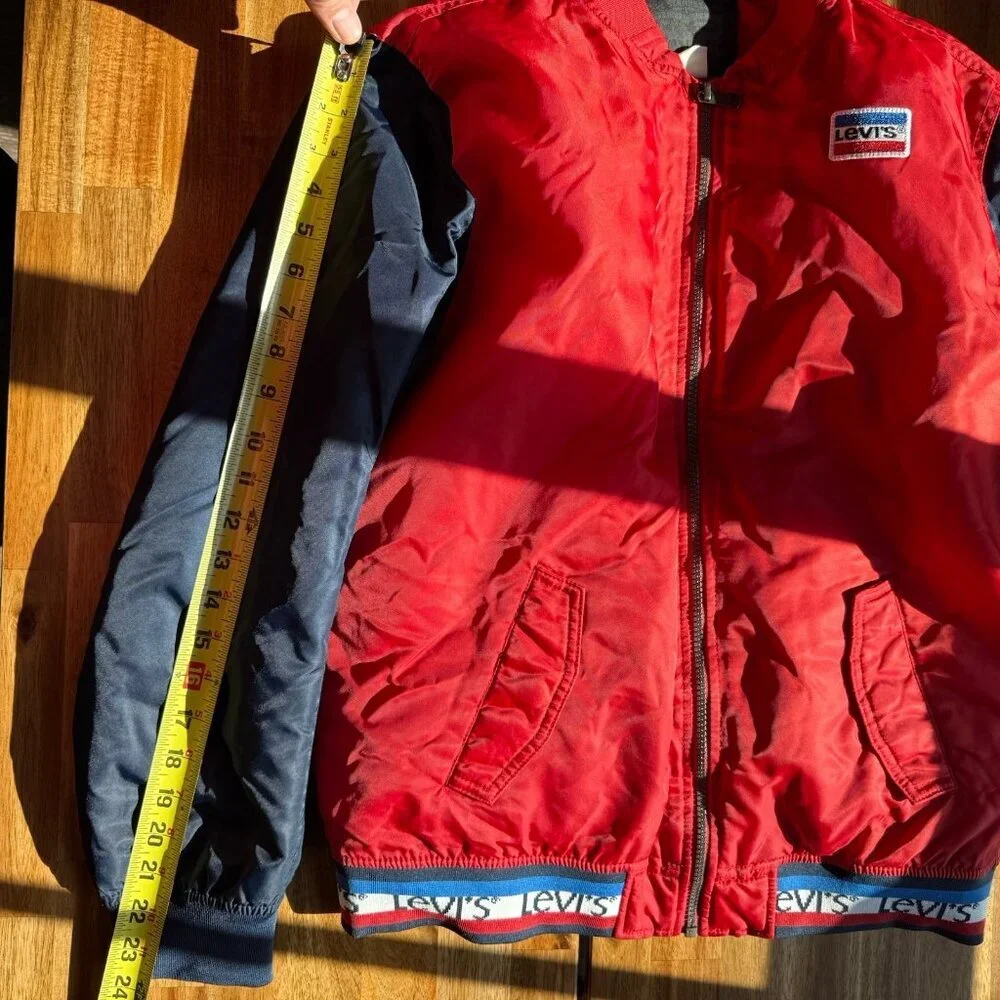 Levi’s Bomber Jacket Coat Boys Sz XL 13-15 Yrs Red White Blue Retro Flag Preppy‎